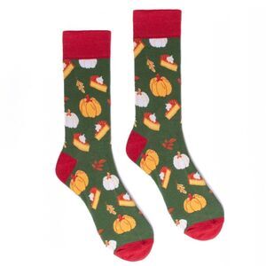 Men's Pumpkin Pie Socks Thanksgiving Socks Gift for Him Fall Novelty Socks